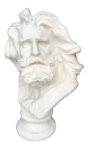 Vintage Painted Terra Cotta Bust of Bearded Man