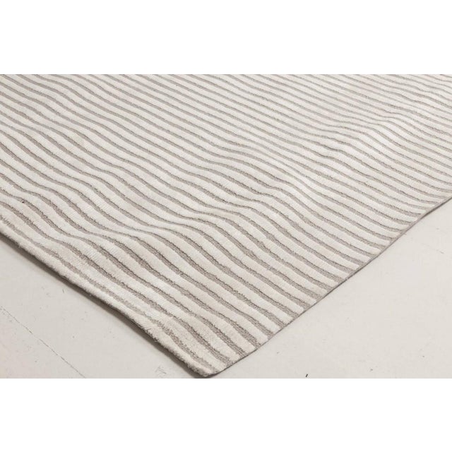 Early 21st Century Contemporary Striped Beige and Grey Handmade Wool Rug by Doris Leslie Blau For Sale - Image 5 of 6