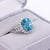 6Ct Blue Zircon Ring With Natural Diamond Accents: Solid 14k Gold, Oval 11x8mm, Size 6.75 For Sale - Image 4 of 9