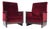 Vintage Dutch Art Deco Chairs in Red Velvet, 1920s, Set of 2 For Sale