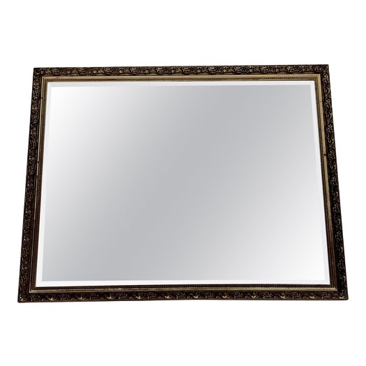 Large Vintage Gold Ornate Bevelled Mirror For Sale