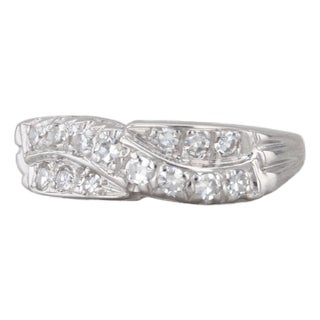 Vintage 0.25ctw Diamond Ring 14k White Gold Size 6 Anniversary Wedding Band For Sale