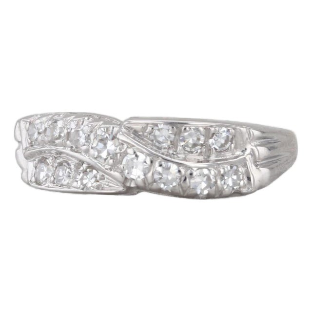 Vintage 0.25ctw Diamond Ring 14k White Gold Size 6 Anniversary Wedding Band For Sale