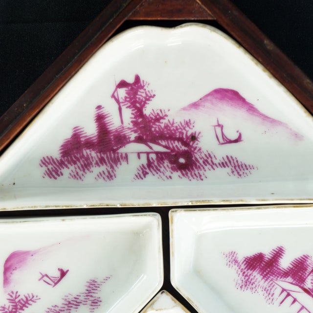Wood Chinese Nine-Section Sweetmeat Set in Rosewood Box 19th C For Sale - Image 7 of 13