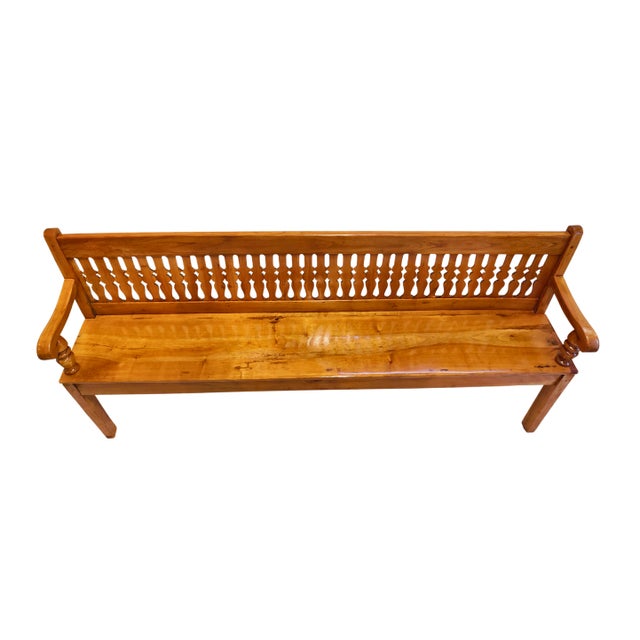 Gold Biedermeier Bench in Cherrywood, South Germany, 1830 For Sale - Image 8 of 10