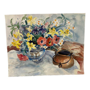 1970s Original Watercolor Signed Christine Pitman 554