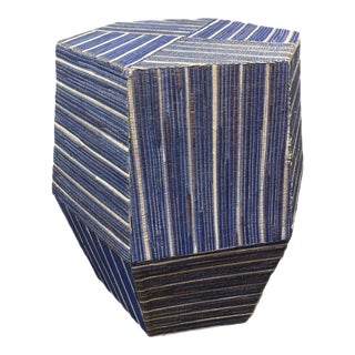 1990s Vintage Grasscloth Side Tables/Stools For Sale