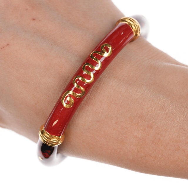 Italian 7" Retro Italian Sterling enamel magnetic clamper bangle For Sale - Image 3 of 11
