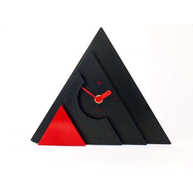 Metal Postmodern Pyramid Table Clock by Makiko Taniguchi, Japan, 1980s For Sale - Image 7 of 17