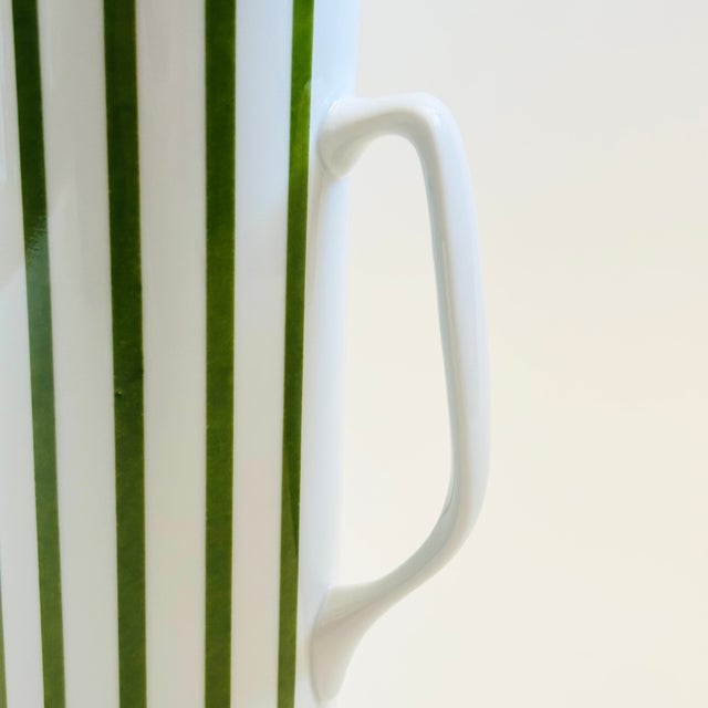 White MCM LaGardo Tackett Green Striped Porcelain Pitcher - Schmid International Porcelain For Sale - Image 8 of 13