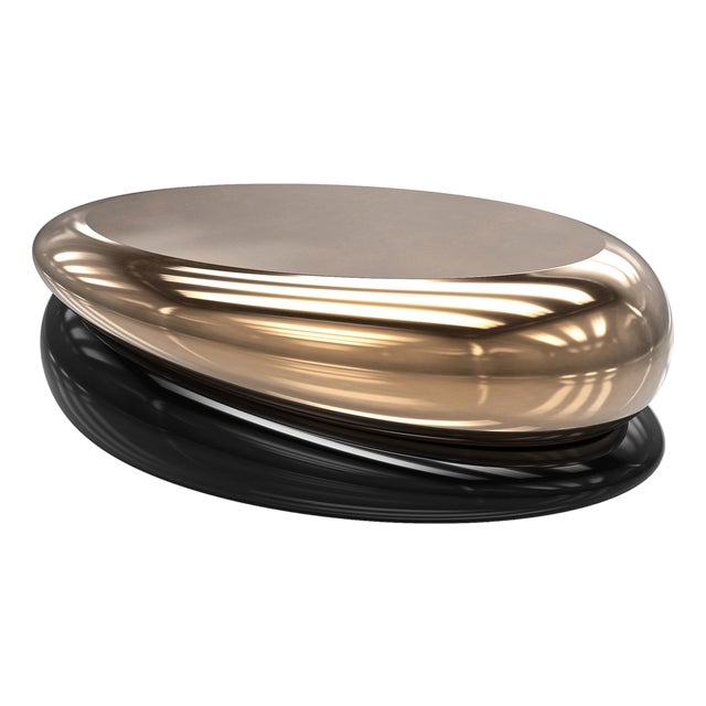 "Bond" Coffee Table With Bronze, Stainless Steel, Handmade For Sale