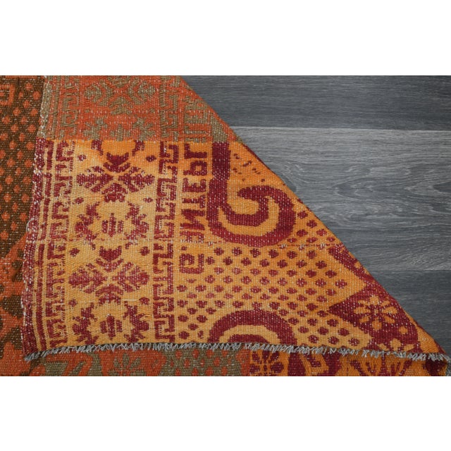 Orange 1970s Vintage Turkish Oushak Handmade Wool Cotton Orange Area Rug For Sale - Image 8 of 11