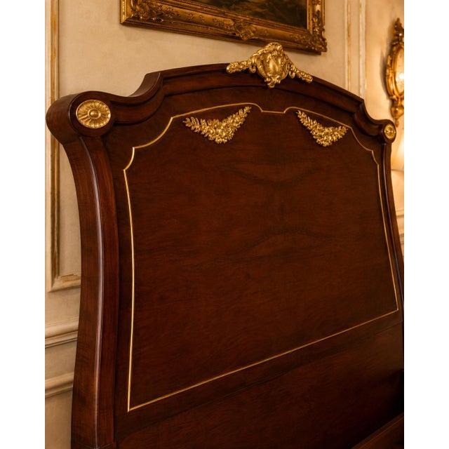 1950 European Artisan Louis XVI Mahogany Bedframe – 4 Pc For Sale - Image 11 of 16