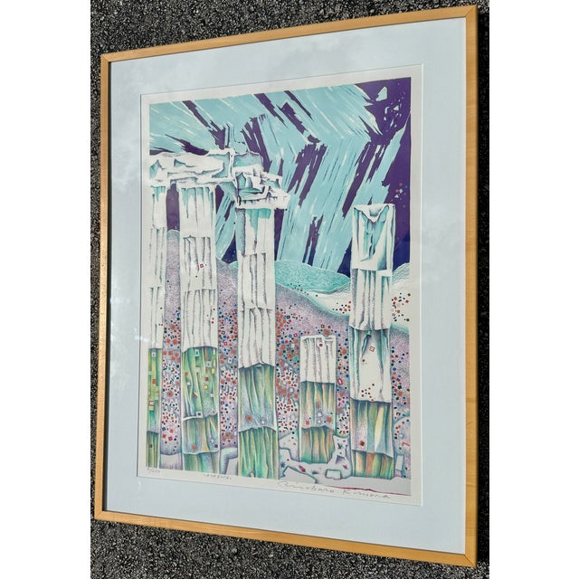 This artwork is a limited-edition screenprint (serigraph) titled "Athens" created in 1973 by the Japanese post-war artist...