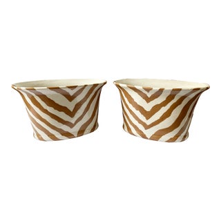 Port 68 Zebra Print Jardinieres - a Pair For Sale