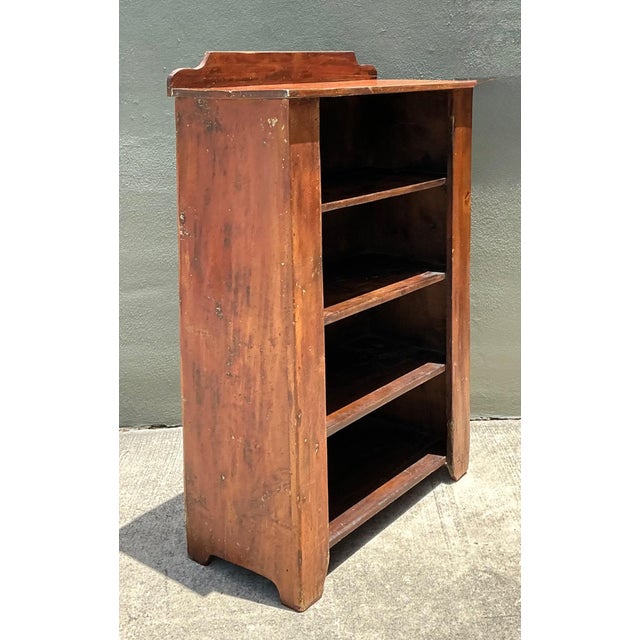 Vintage Rustic Handcrafted Wood Shelving Unit For Sale In West Palm - Image 6 of 16