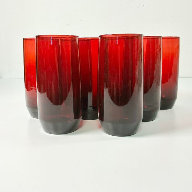 Red was an iconic color in the Art Deco era of 1930-40 in American. This set of 8 tumblers are an excellent example of the...