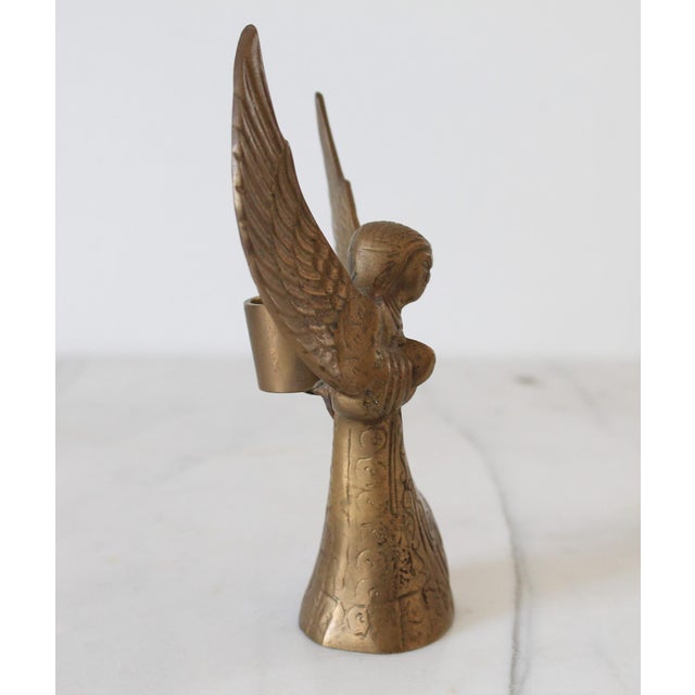 Vintage Brass Angel Taper Candle Holder For Sale - Image 4 of 7