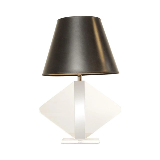 1970s George Bullio Post Modern Chrome and Lucite Table Lamp For Sale - Image 13 of 13