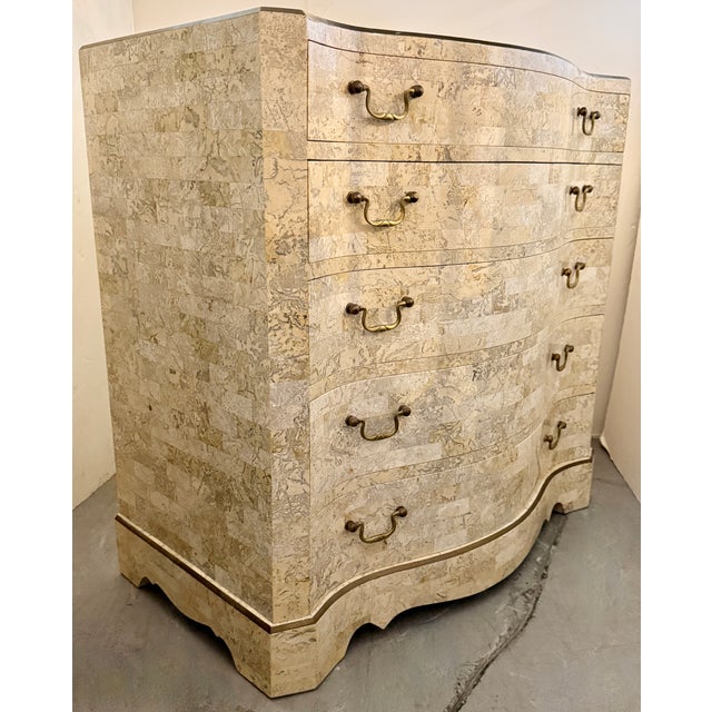 1980s 1980s Tessellated Stone With Inlaid Bronze Commode Design by Maitland Smith For Sale - Image 5 of 12