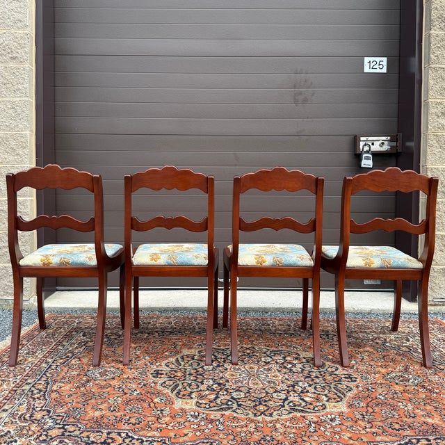 1950s Willett Duncan Phyfe Solid Cherry Rose Medallion Dining Chairs - Set of 4 For Sale - Image 10 of 16