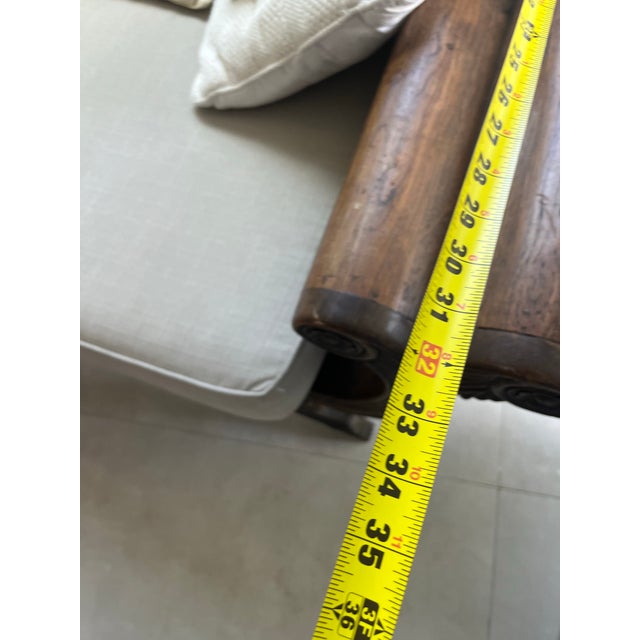 Brown Antique Anglo-Indian Carved Wood Daybed With Cushion. For Sale - Image 8 of 9