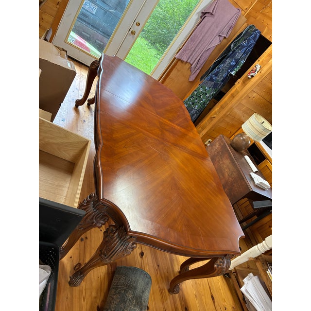 Vintage French Provincial Louis XV Solid Cherry Parquetry Extension Dining Table For Sale - Image 11 of 12