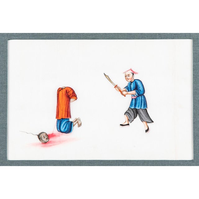 Set of Six 19th Century Chinese Export Gouache Paintings on Pith Paper For Sale - Image 11 of 12