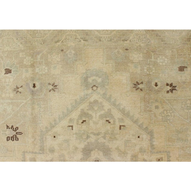 Mid 20th Century Vintage Turkish Oushak With Blue Gray, Brown, Cream For Sale In Atlanta - Image 6 of 12