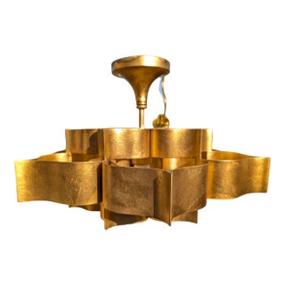 Grand Lotus 1 Light 20.25 Inch Antique Gold Leaf Chandelier Ceiling Light by Currey & Company For Sale