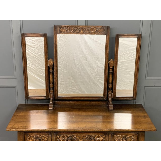Vintage Oak Dressing Table and Stool, 1930, Set of 2 For Sale - Image 14 of 17