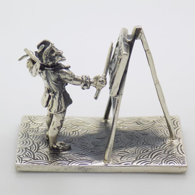 Silver Vintage Italian Handmade Genuine Sterling Silver Painter & Paint Scene Figurine Sculpture For Sale - Image 8 of 12