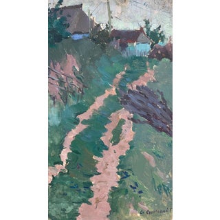 Vintage Ukrainian Impressionist Oil Painting, Rural Landscape, 1960s 27-15 For Sale