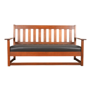 Charles Stickley Antique Mission Oak Arts & Crafts Settle Sofa or Bench, Circa 1900