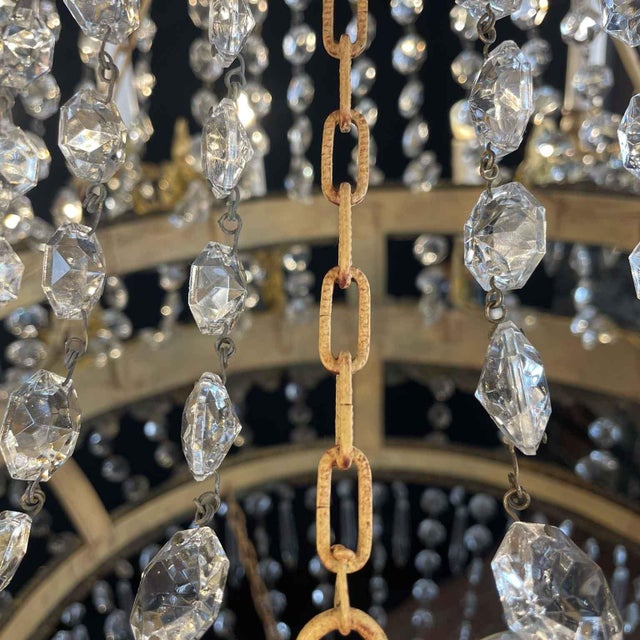 Large 18-Light Empire Chandelier in Crystal and Gilded Brass, 1700s For Sale - Image 11 of 13