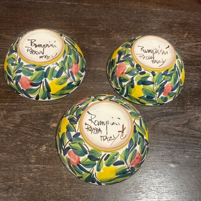 Vintage Rampini Radda Italian Hand-Painted Yellow Ceramic Bowls - Set of 3 For Sale In Kansas City - Image 6 of 10