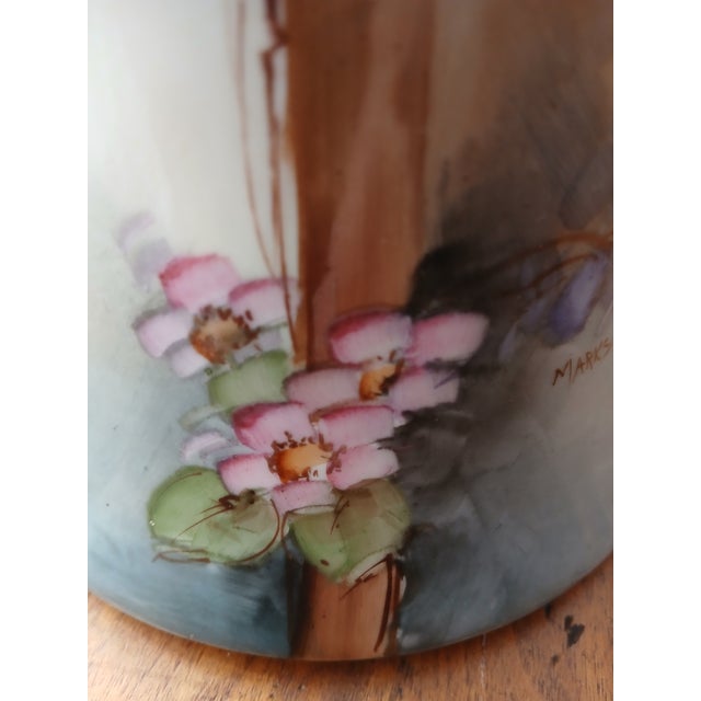 Antique Limoges B & Co Hand Painted Vase of Flowers & Taningers For Sale - Image 12 of 13