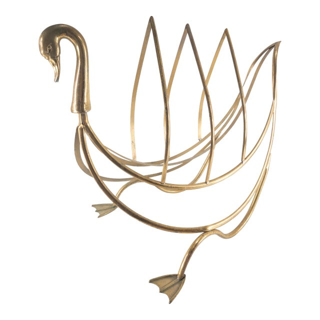 19th Century English Swan or Goose Form Brass Magazine Rack For Sale