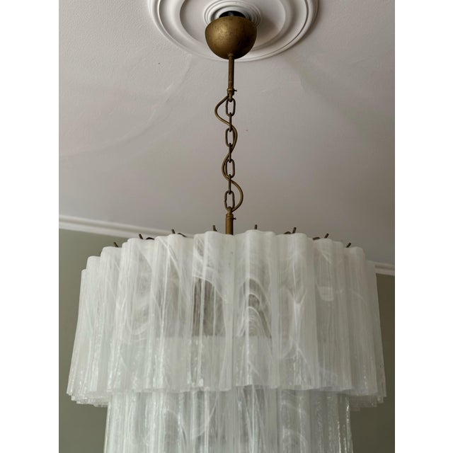 Large Bold Eclectic White Murano Chandeliers, Set of 2 For Sale - Image 3 of 13