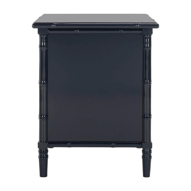 Modern Modern Coastal 3 Drawer 25" H Bamboo Nightstand, Navy For Sale - Image 3 of 9