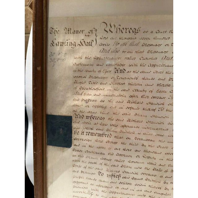 Wood 18th Century Framed English Indenture Document, 1709 For Sale - Image 7 of 7