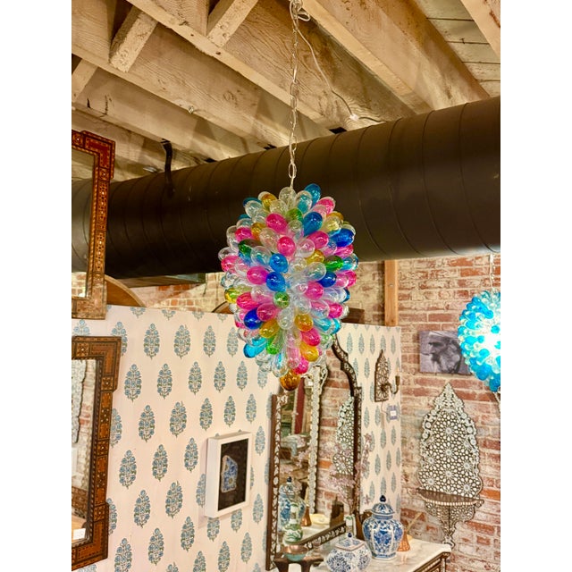 Light Fixture of Stained Colorful Handblown Glass For Sale In Los Angeles - Image 6 of 12
