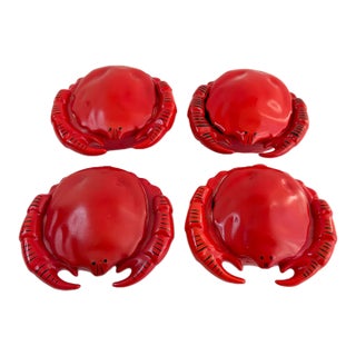 Mid-Century Crab Cocottes Set of 4 Lidded Dishes For Sale