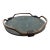 This Is a Luxury Round Decorative Tray by R&y Augousti Featuring a Textured Shagreen Surface Framed by a Sculptural Dark Metal and Wood Trim. 16” For Sale