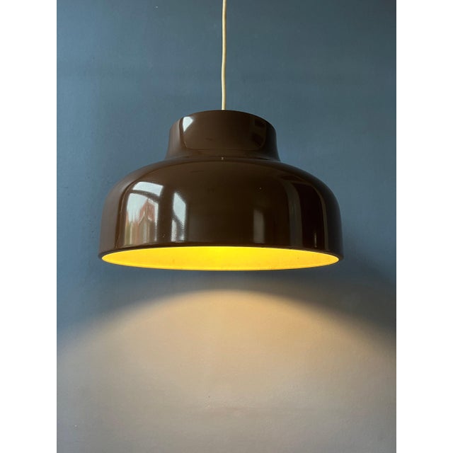 Mid-Century Brown Metal Pendant Light, 1970s For Sale - Image 4 of 11