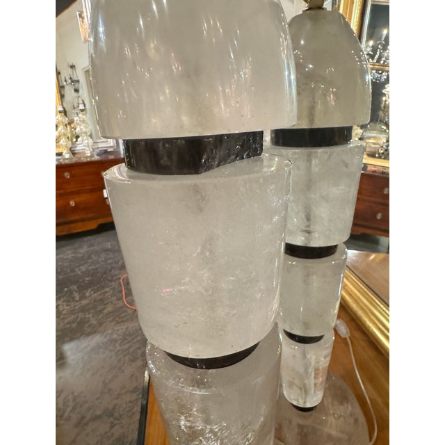 Gemstone Pair of French Polished Rock Crystal Lamps For Sale - Image 7 of 7