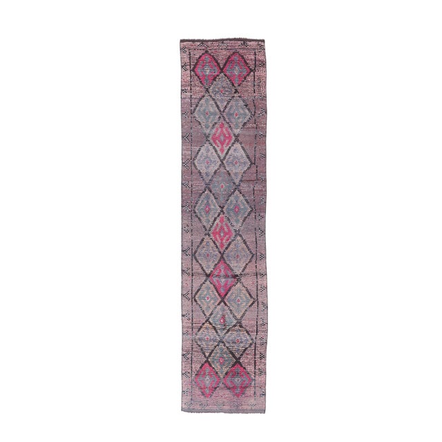 Purple Vintage Turkish Hand-Knotted Hallway Runner 2'5" X 11'5" For Sale - Image 8 of 8
