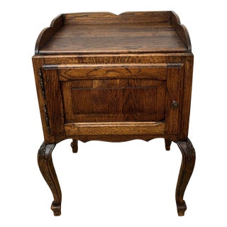 Vintage French Louis Style Oak Bedside Table For Sale