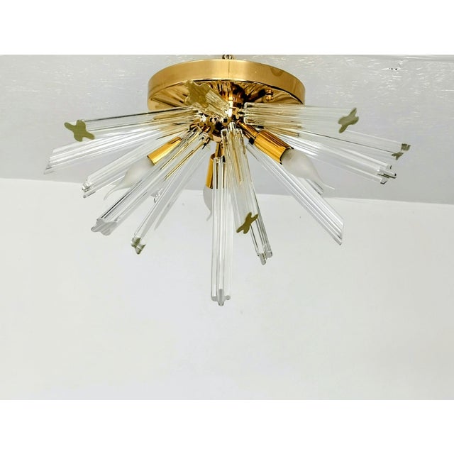 Authentic Italian Murano Glass Flush Mount Light A stunning example of Italian craftsmanship, this Murano glass Sputnik...