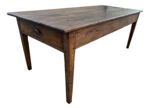 Oak Farm Table with 2 Drawers, 1890s